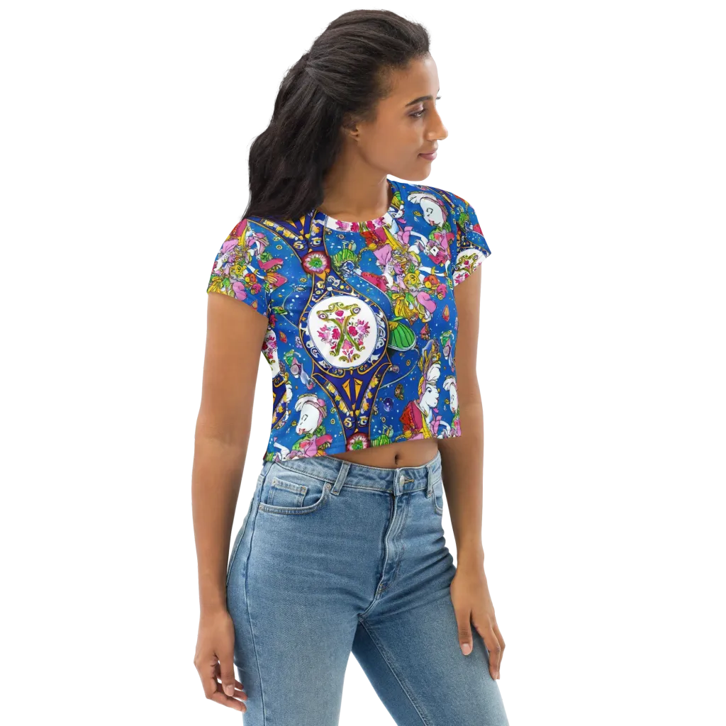 Galactic Masquerade on Crop Tee — Right Front