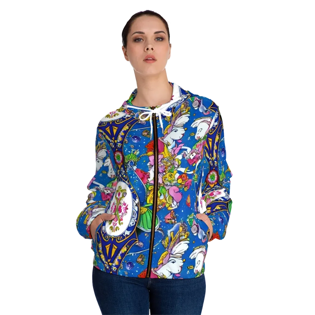 Galactic Masquerade on Women's Full-Zip Hoodie — Front On Person