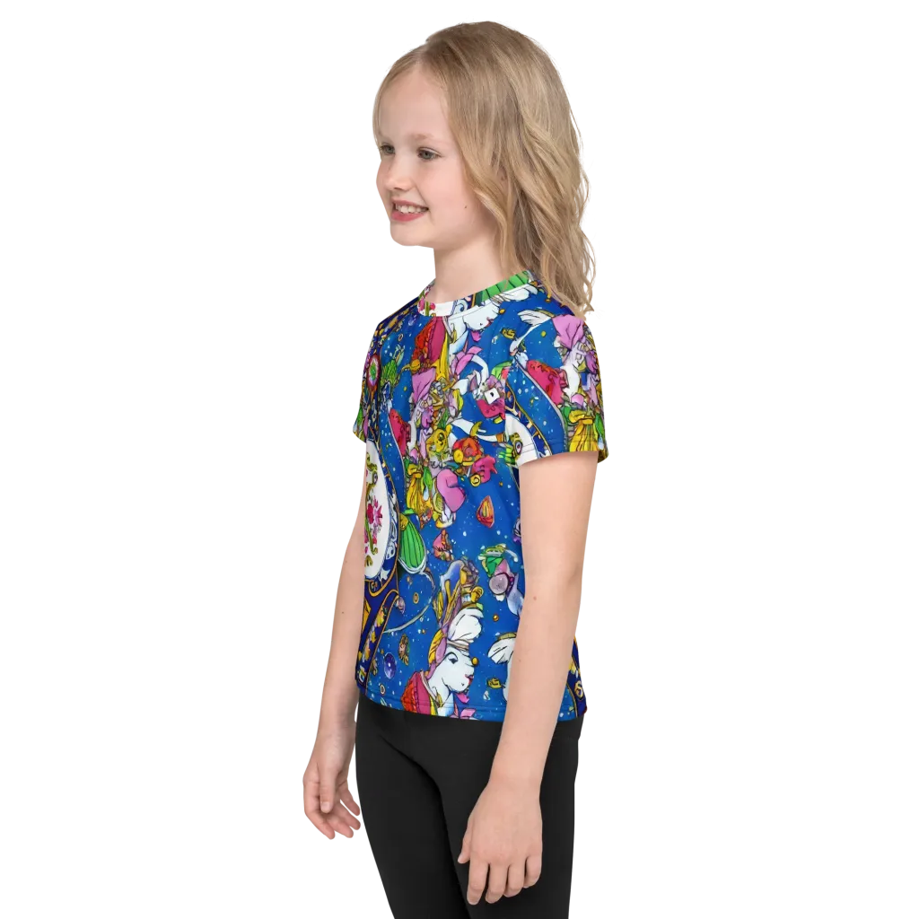 Galactic Masquerade on Kids Crew Neck T-Shirt — Left