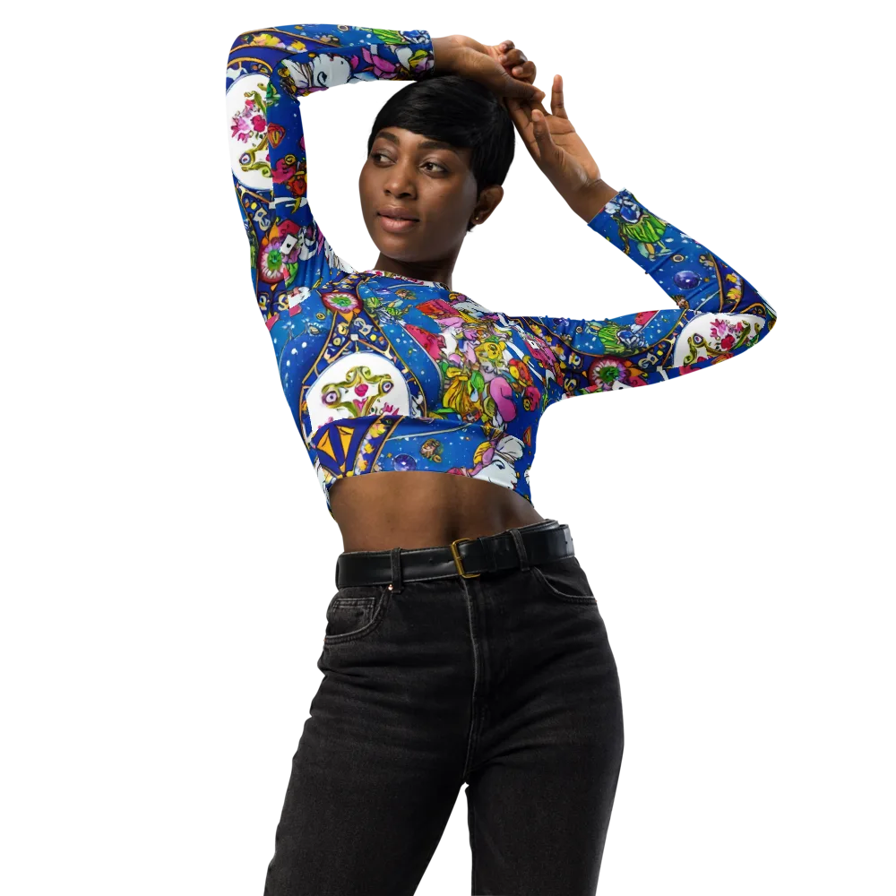 Galactic Masquerade on Long Sleeve Crop Top — Front
