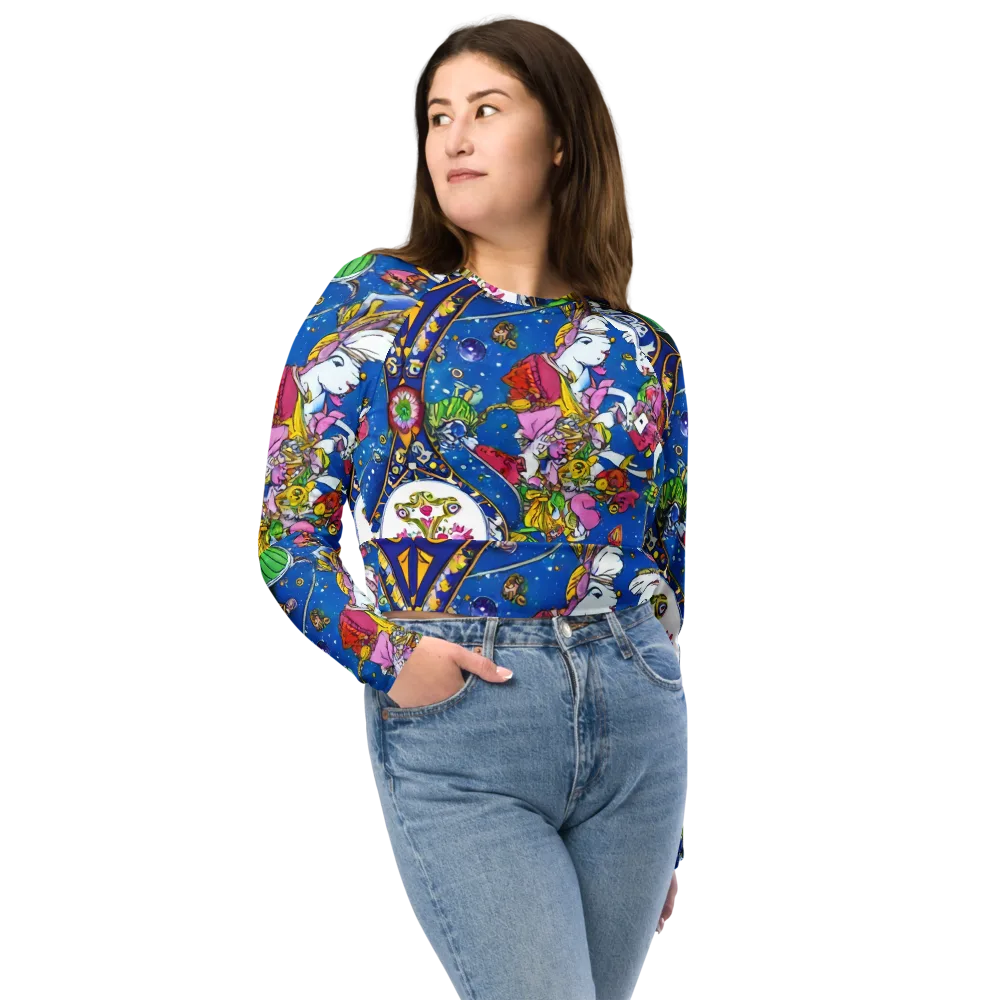 Galactic Masquerade on Long Sleeve Crop Top — Front