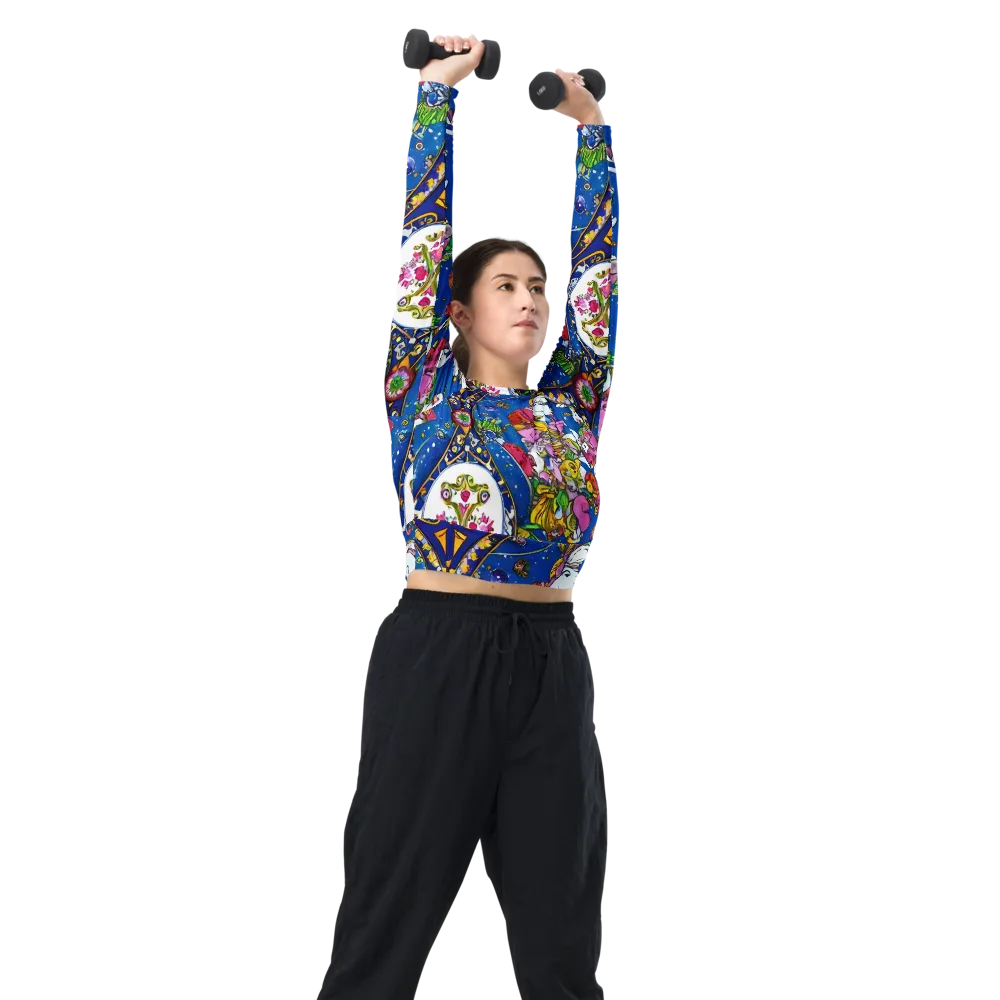 Galactic Masquerade on Long Sleeve Crop Top — Right Front