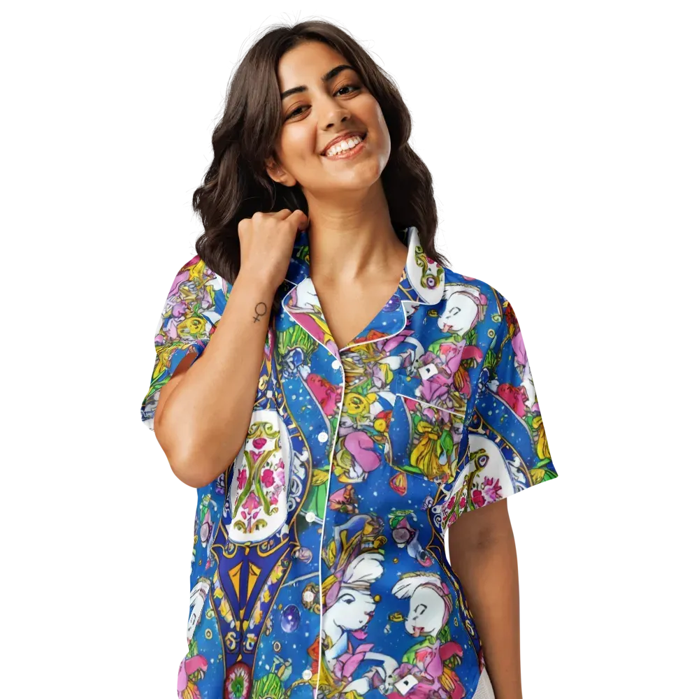 Galactic Masquerade on Women's Short Sleeve Pajama Top — Front