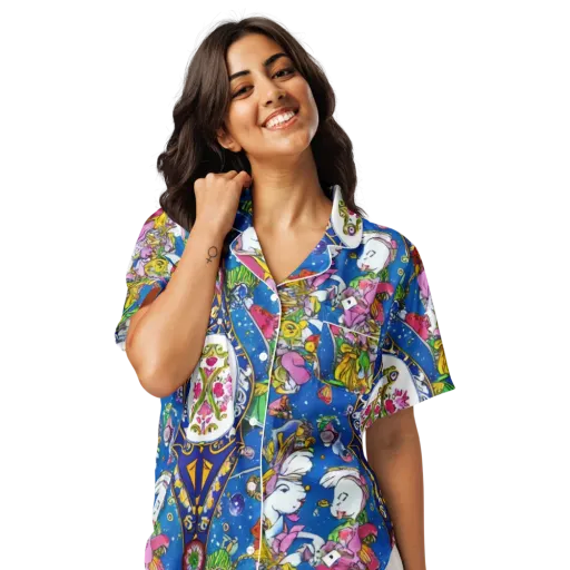 Galactic Masquerade on a Women's Short Sleeve Pajama Top