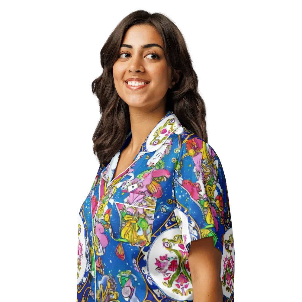 Galactic Masquerade on Women's Short Sleeve Pajama Top — Left Front