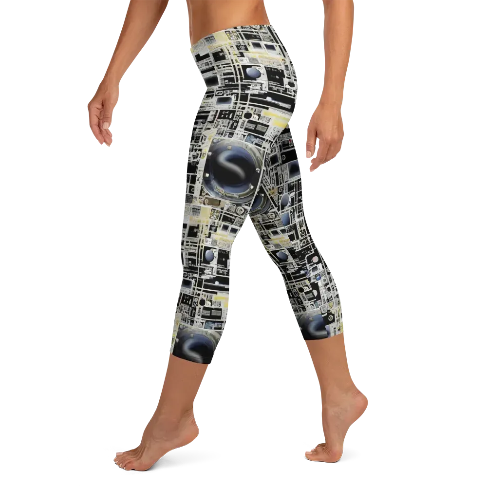 Midnight Control Grid on Capri Leggings — Left