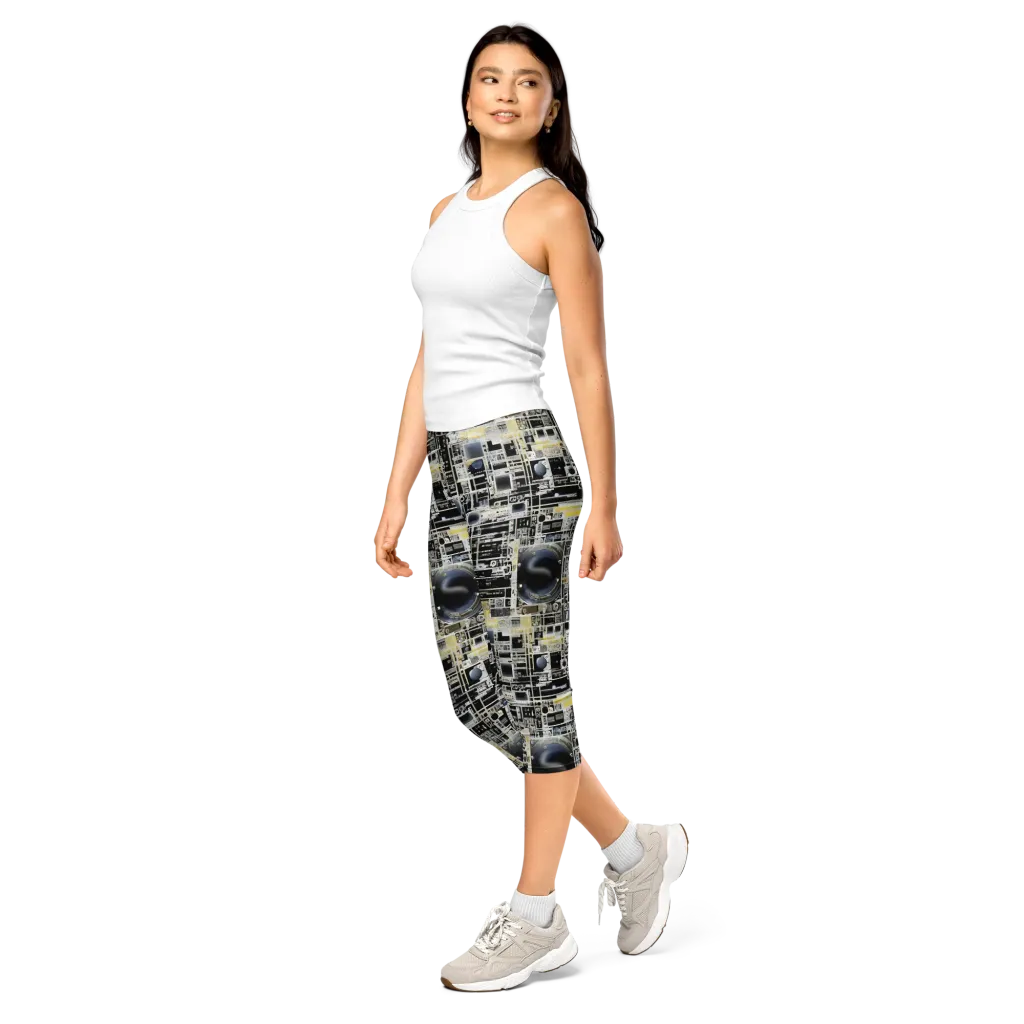 Midnight Control Grid on Capri Leggings — Left Front