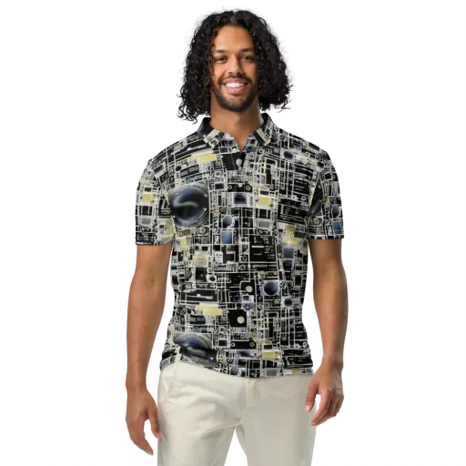 Midnight Control Grid on a Men's Slim Fit Polo Shirt