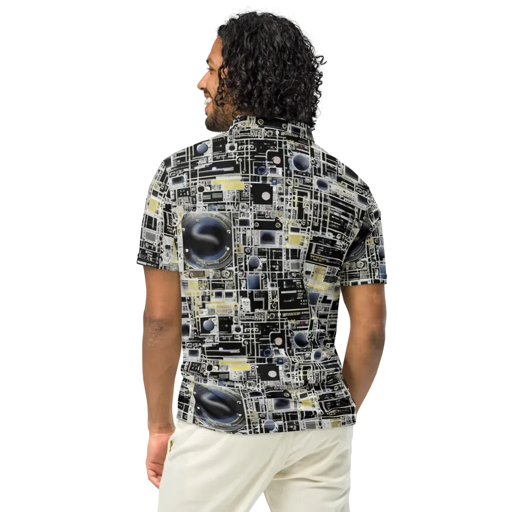 Midnight Control Grid on Men's Slim Fit Polo Shirt — Back
