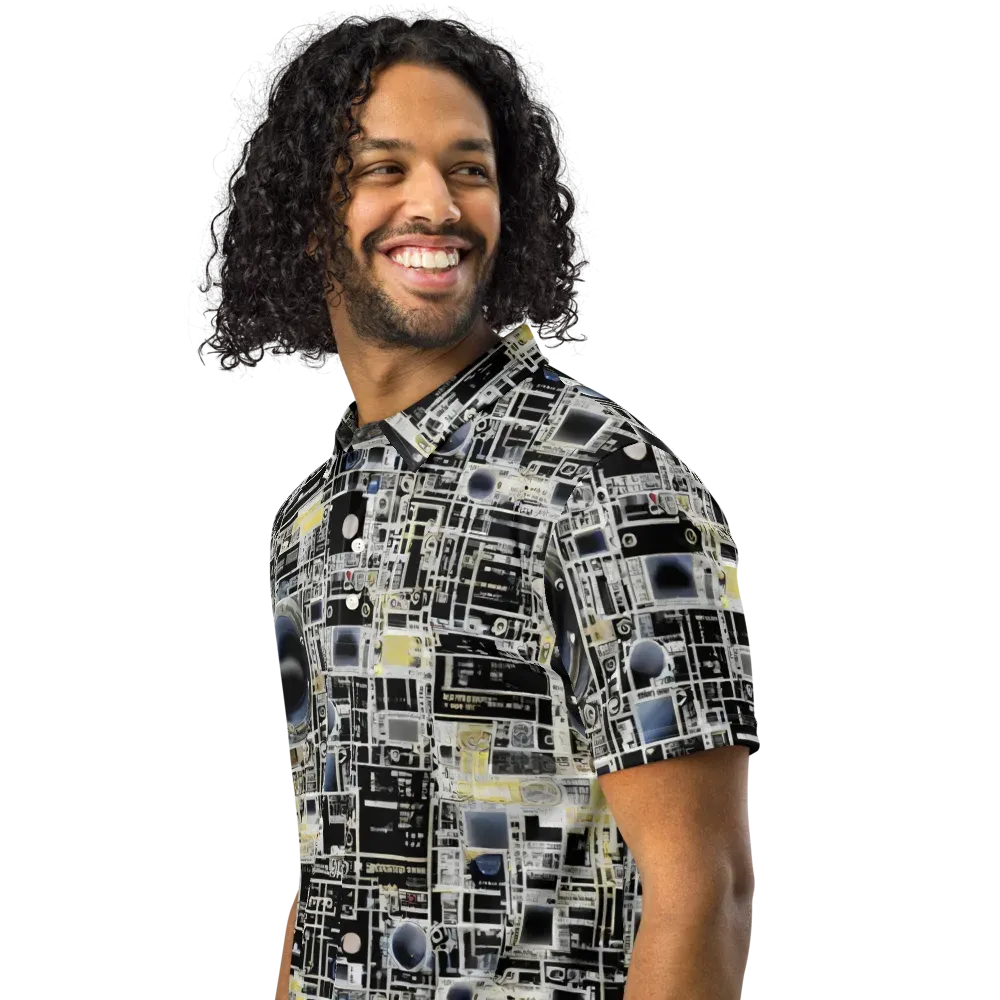 Midnight Control Grid on Men's Slim Fit Polo Shirt — Left Front