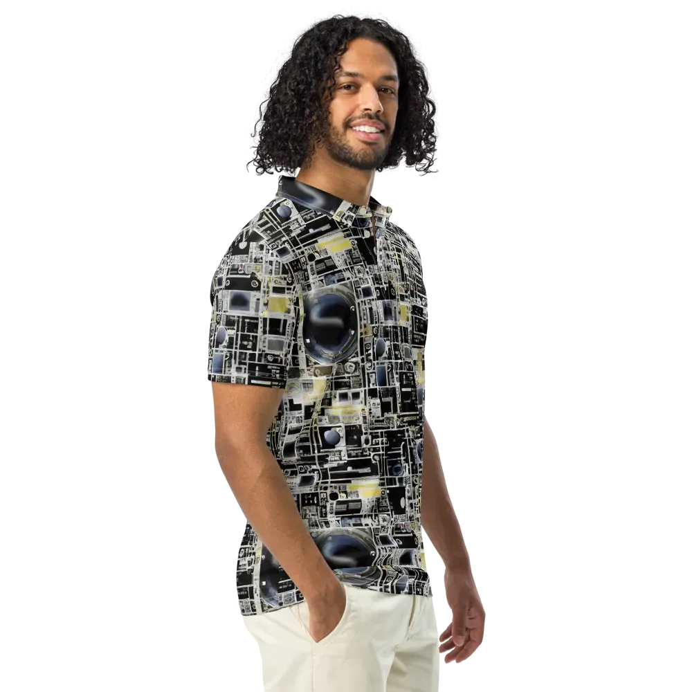Midnight Control Grid on Men's Slim Fit Polo Shirt — Right Front