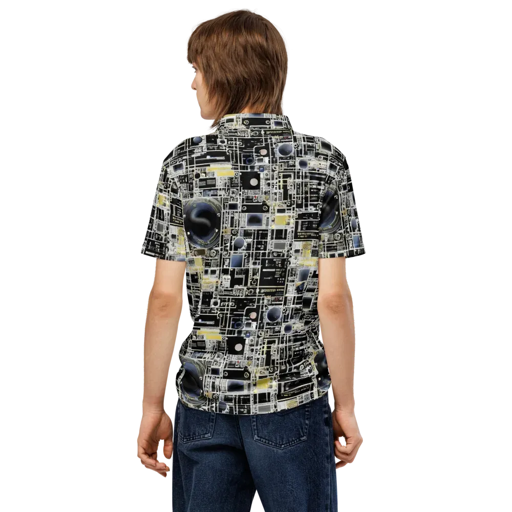 Midnight Control Grid on Men's Slim Fit Polo Shirt — Back