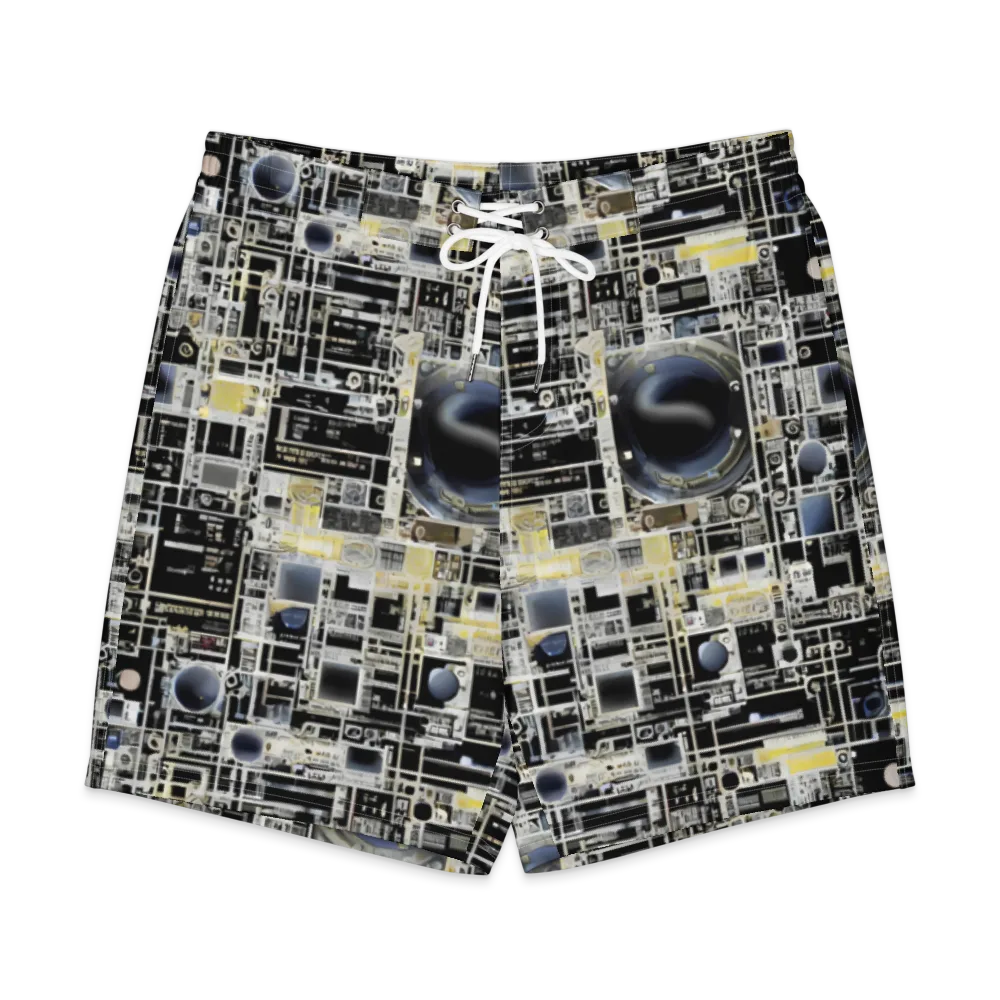Midnight Control Grid on Men's Board Shorts — Front