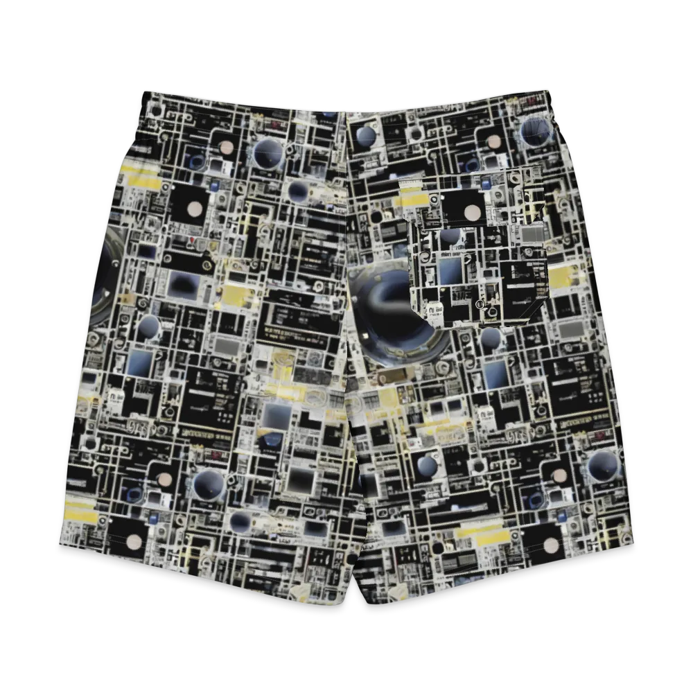 Midnight Control Grid on Men's Board Shorts — Back