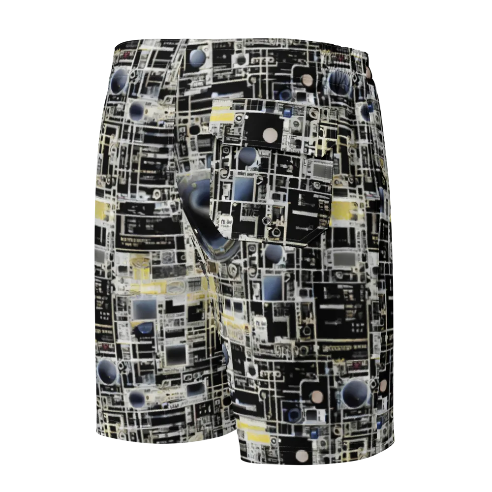 Midnight Control Grid on Men's Board Shorts — Back