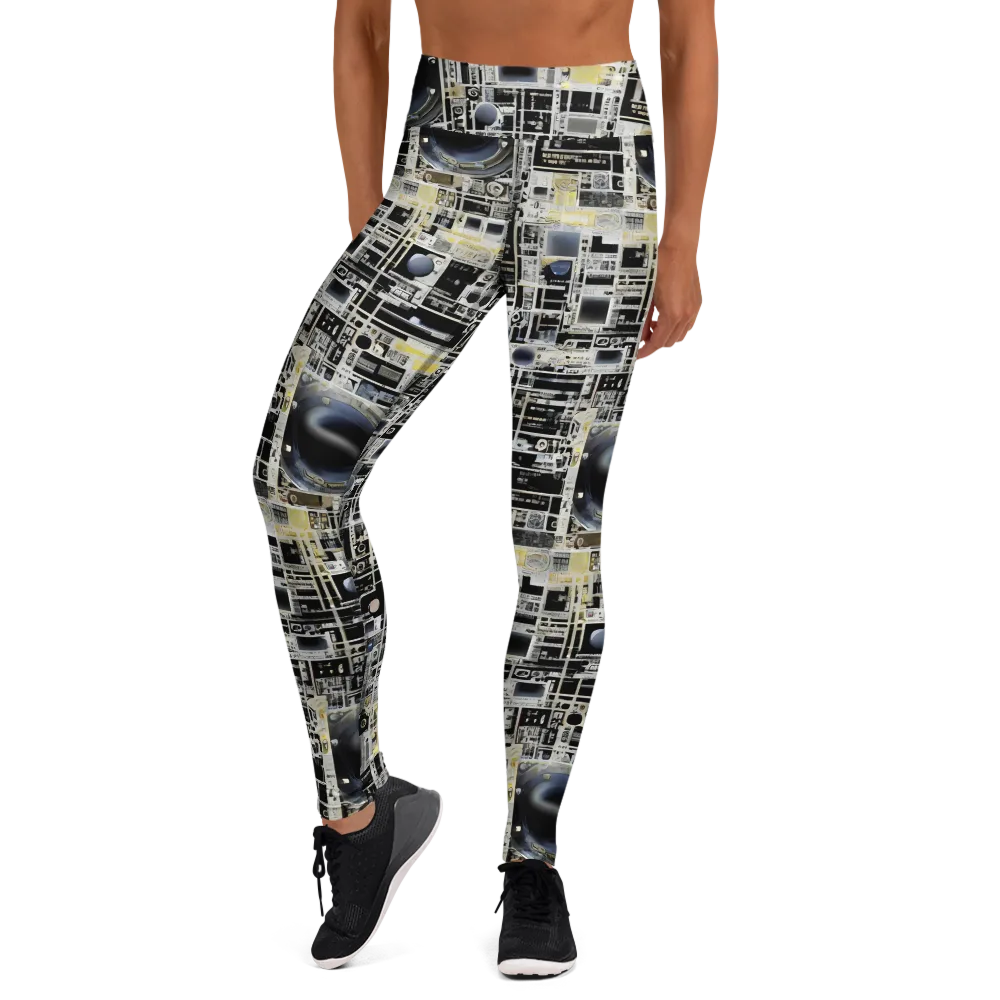 Midnight Control Grid on Yoga Leggings — Front