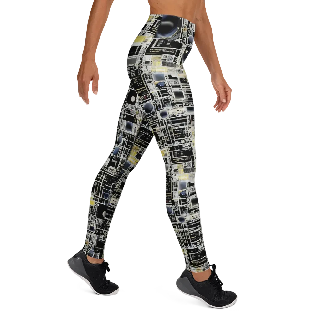 Midnight Control Grid on Yoga Leggings — Right