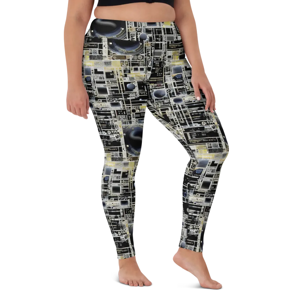 Midnight Control Grid on Yoga Leggings — Front