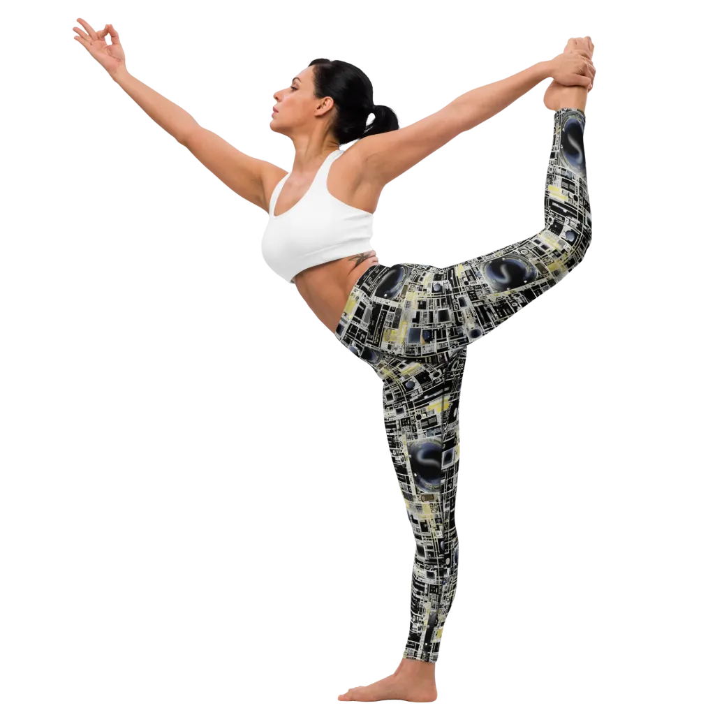 Midnight Control Grid on Yoga Leggings — Left