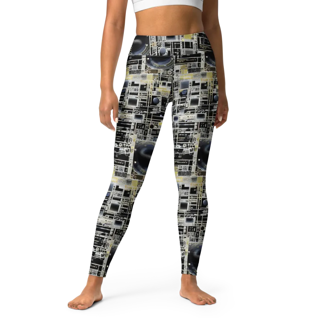 Midnight Control Grid on Yoga Leggings — Front