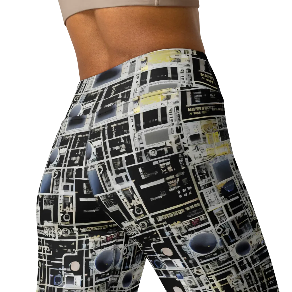 Midnight Control Grid on Yoga Leggings — Back