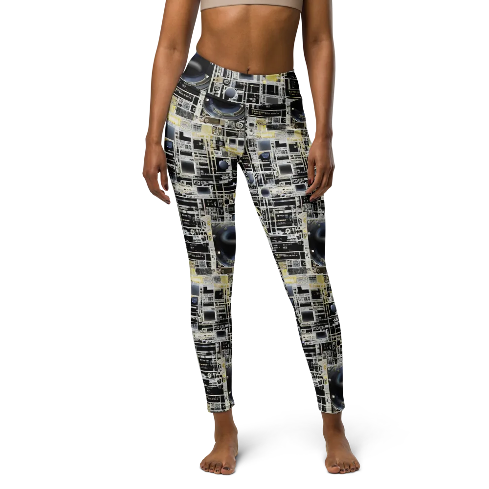 Midnight Control Grid on Yoga Leggings — Front