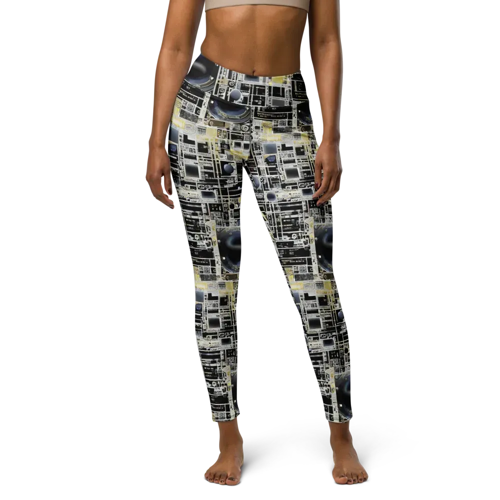 Midnight Control Grid on Yoga Leggings — Front