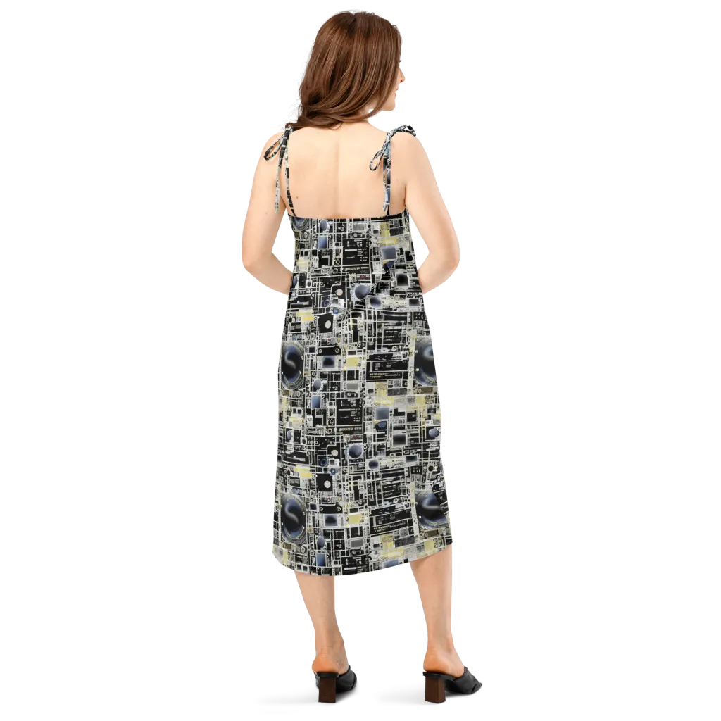 Midnight Control Grid on Slip Dress — Back