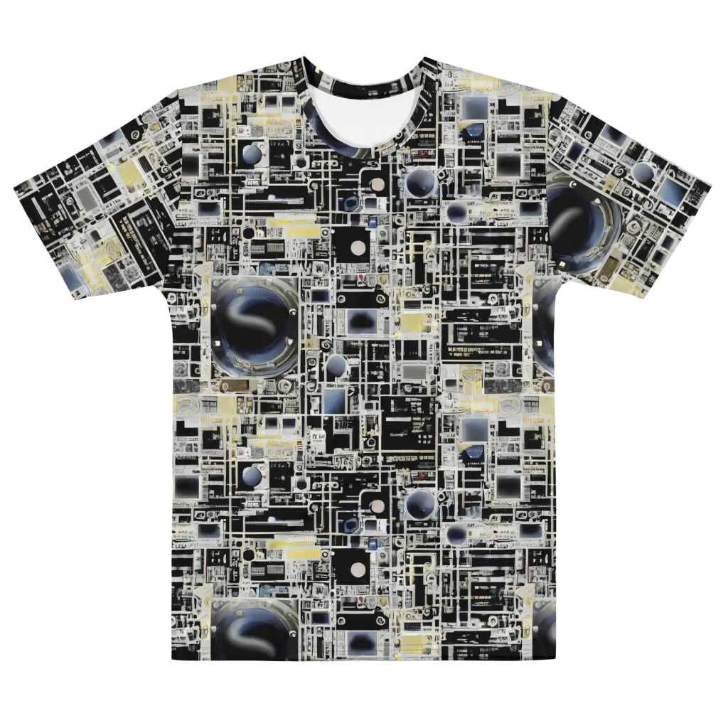 Midnight Control Grid on Men's Cotton Crew Neck T-Shirt — Front