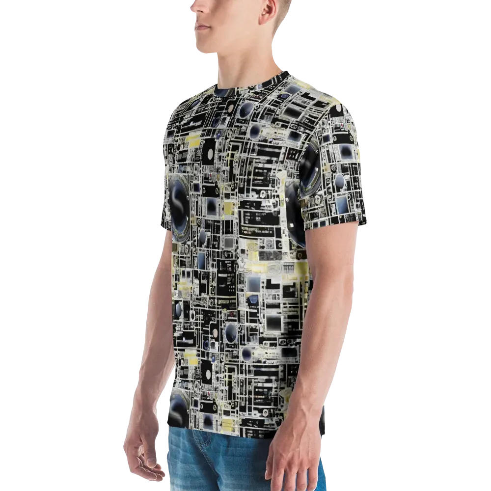 Midnight Control Grid on Men's Crew Neck T-Shirt — Left