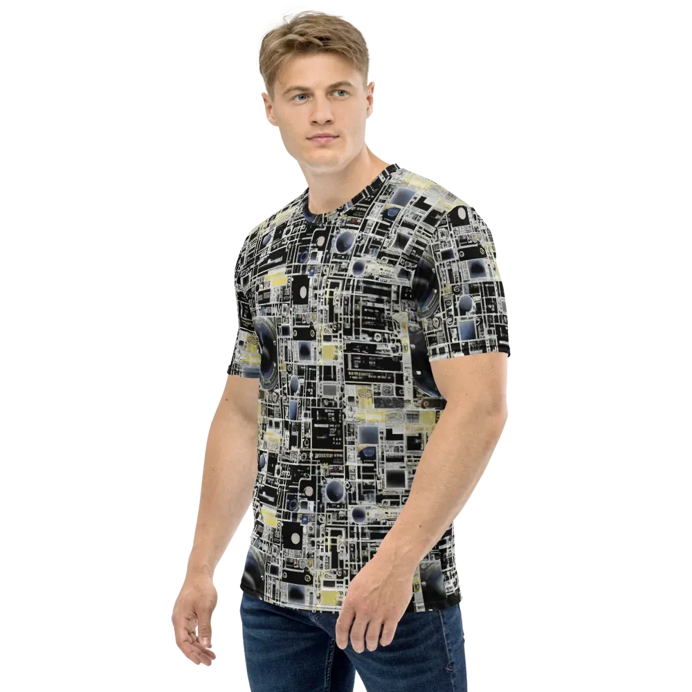 Midnight Control Grid on Men's Crew Neck T-Shirt — Left
