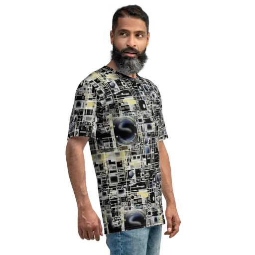Midnight Control Grid on a Men's Crew Neck T-Shirt
