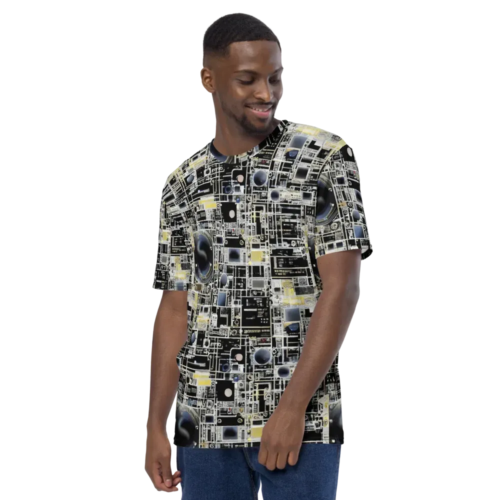Midnight Control Grid on Men's Crew Neck T-Shirt — Left