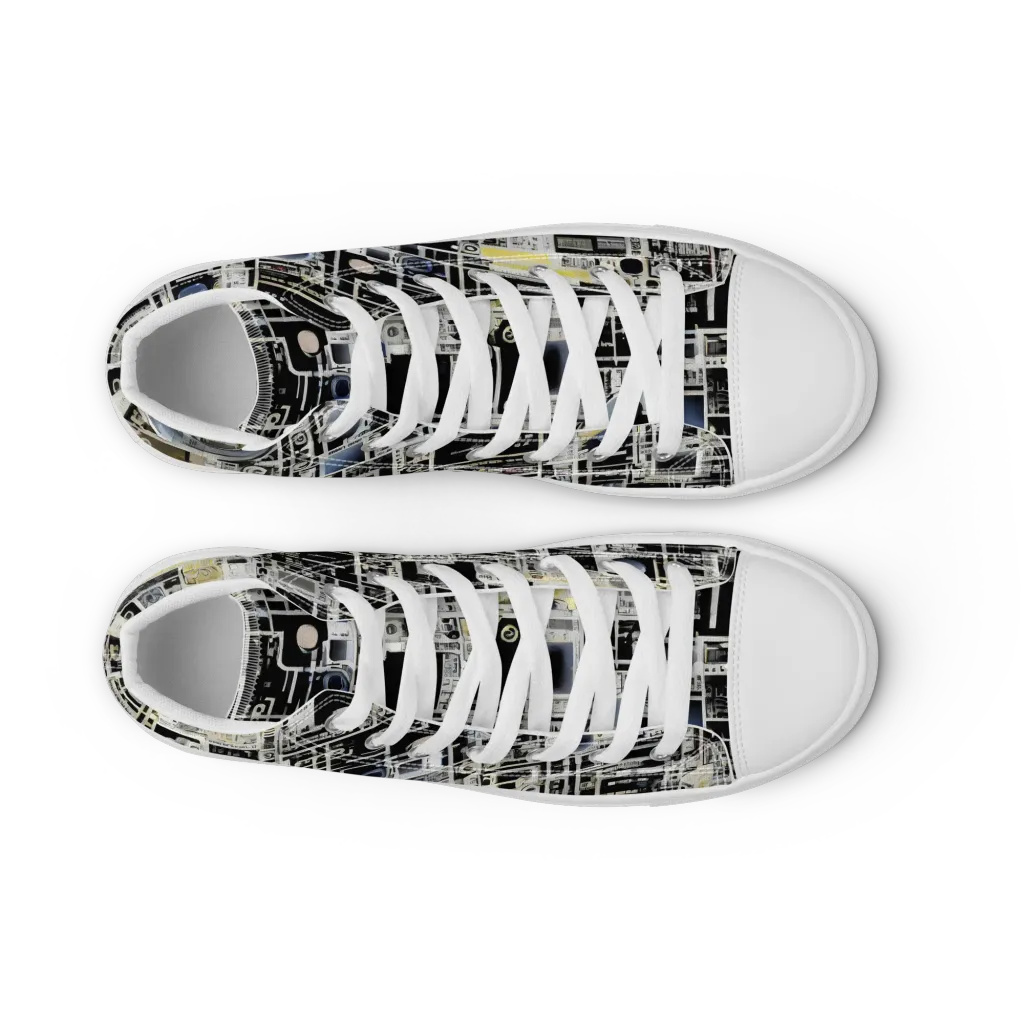 Midnight Control Grid on Men's High Top Canvas Shoes — Front