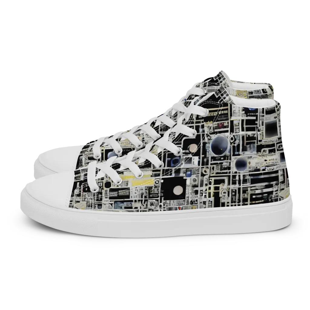 Midnight Control Grid on Men's High Top Canvas Shoes — Left