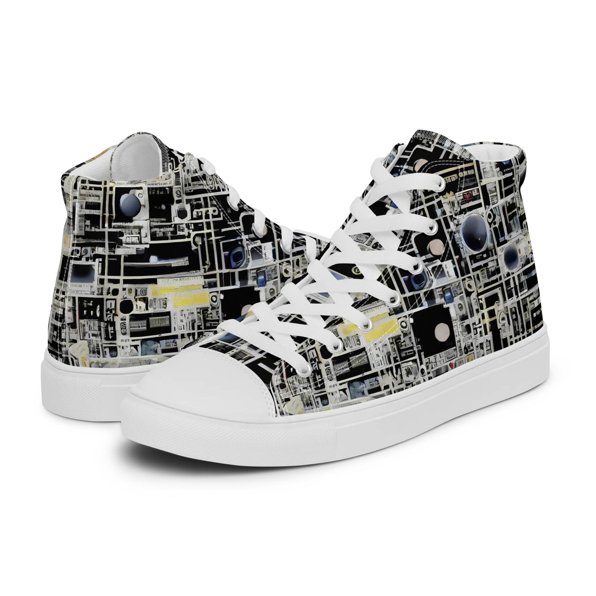 Midnight Control Grid on Men's High Top Canvas Shoes — Left