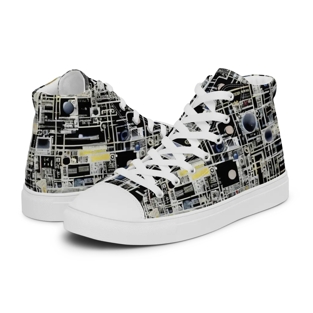 Midnight Control Grid on Men's High Top Canvas Shoes — Left