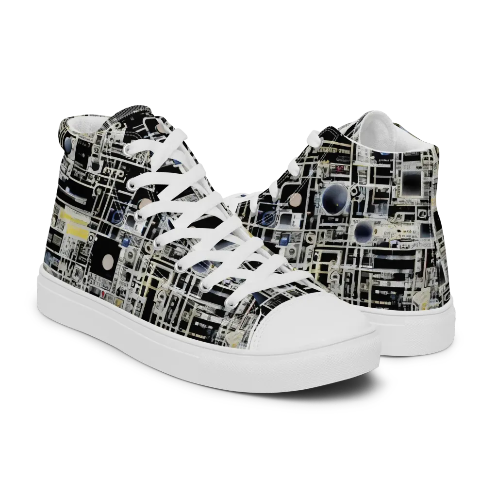 Midnight Control Grid on Men's High Top Canvas Shoes — Right