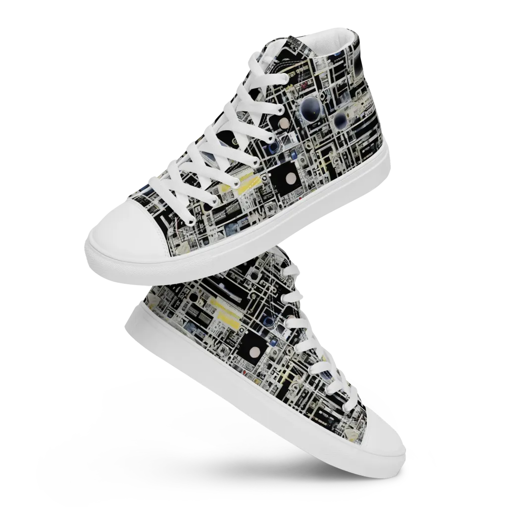 Midnight Control Grid on Men's High Top Canvas Shoes — Front