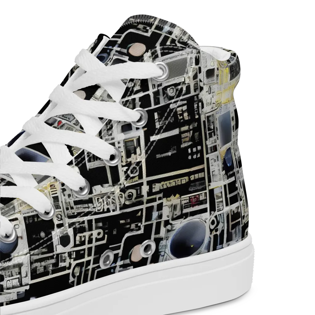 Midnight Control Grid on Men's High Top Canvas Shoes — Product details 2