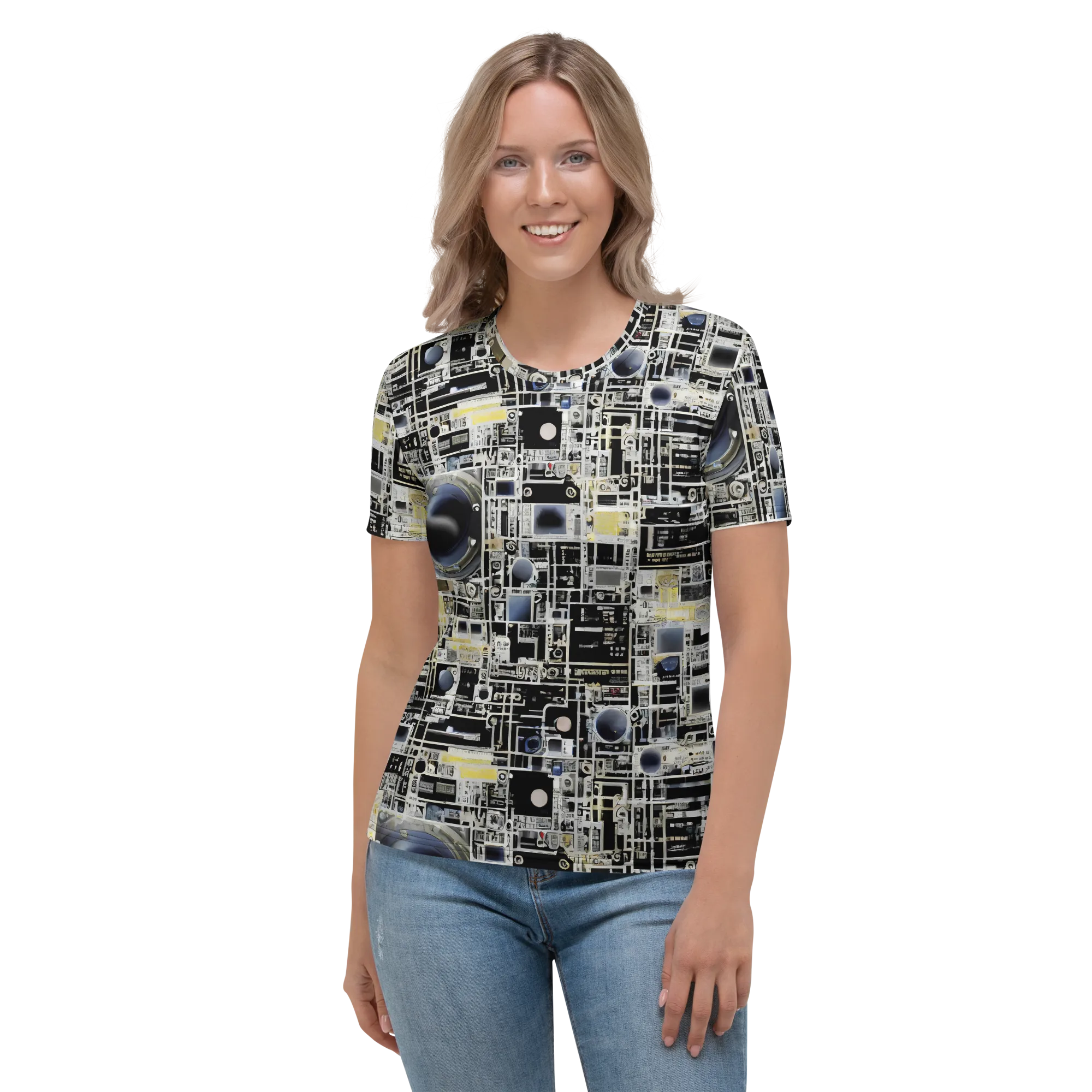 Midnight Control Grid on Women's Crew Neck T-Shirt — Front