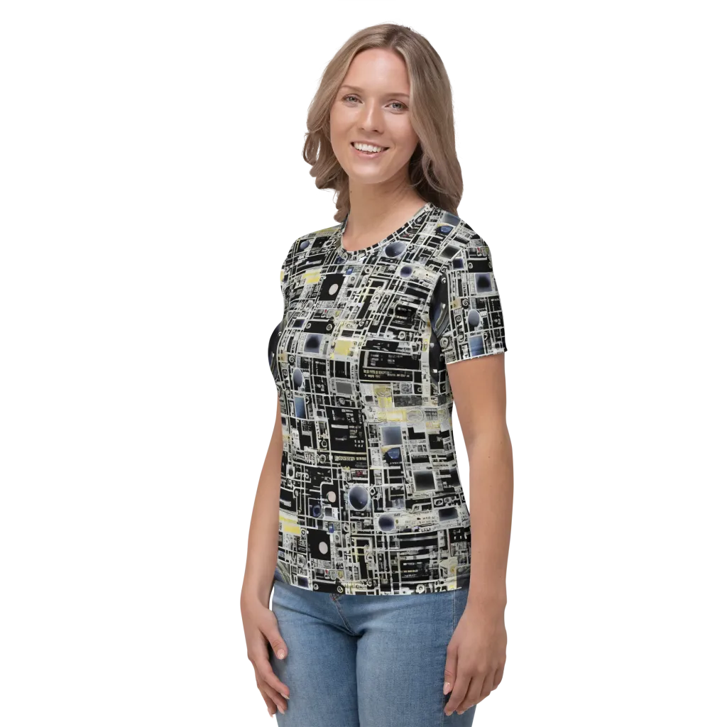 Midnight Control Grid on Women's Crew Neck T-Shirt — Left