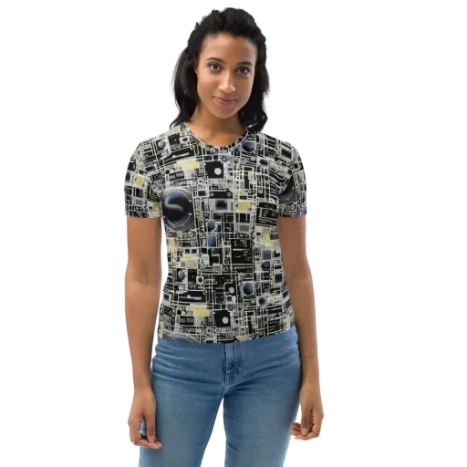 Midnight Control Grid on a Women's Crew Neck T-Shirt