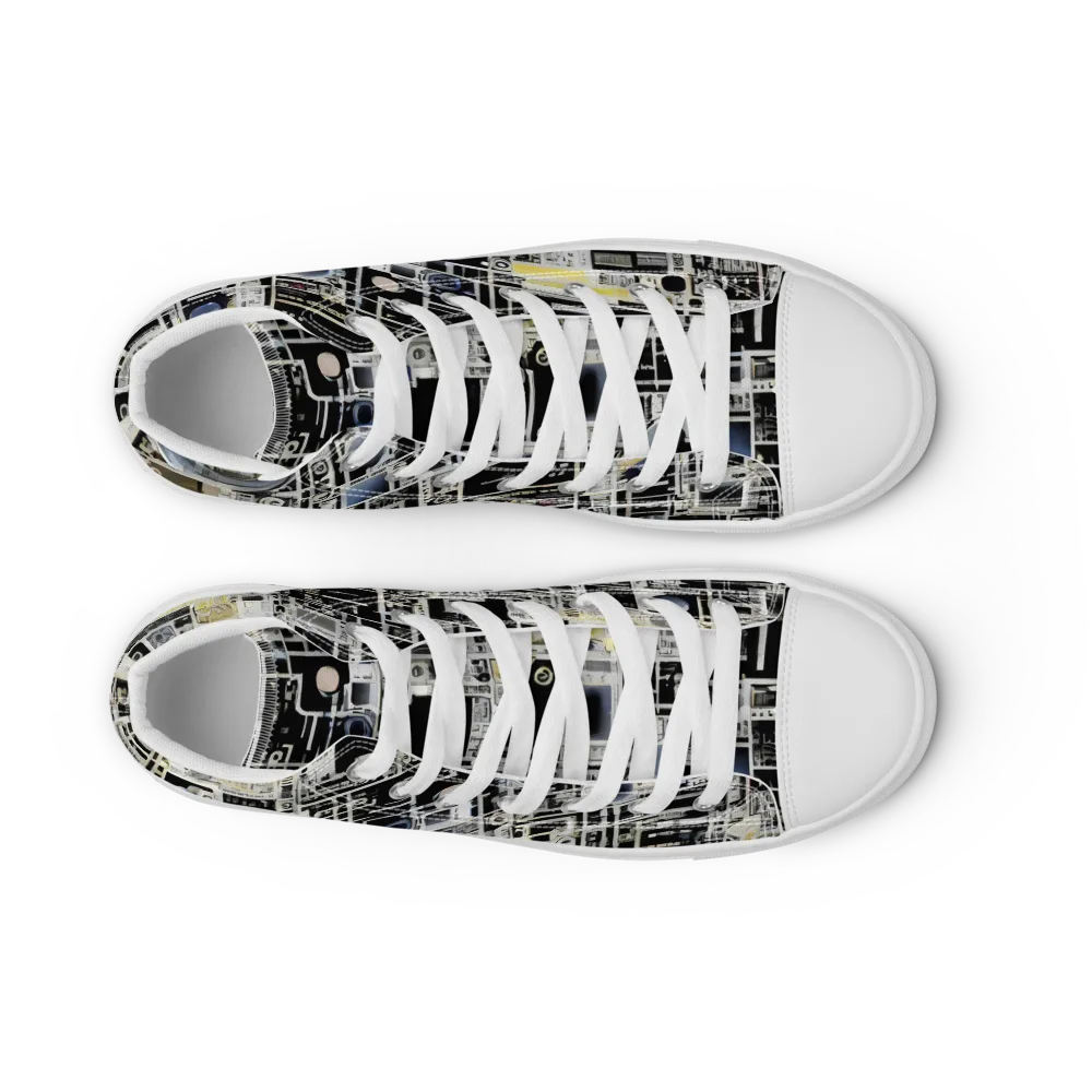 Midnight Control Grid on Women's High Top Canvas Shoes — Front