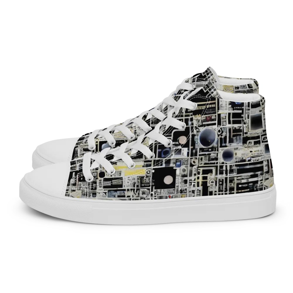Midnight Control Grid on Women's High Top Canvas Shoes — Left