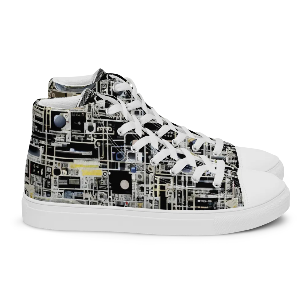 Midnight Control Grid on Women's High Top Canvas Shoes — Right