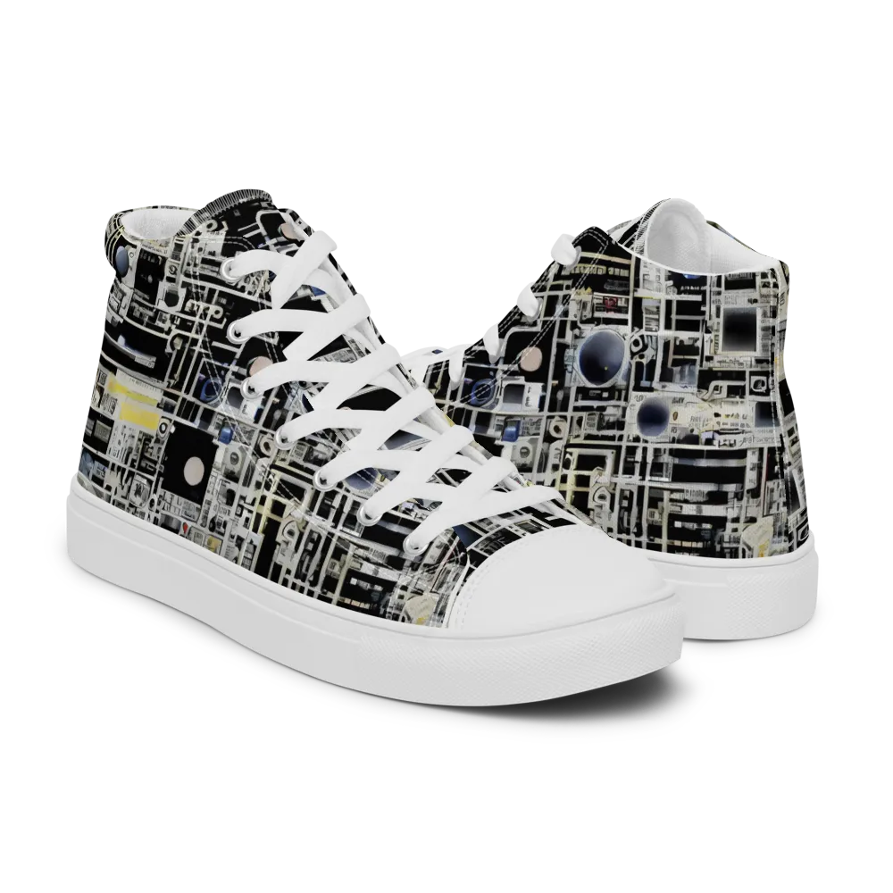 Midnight Control Grid on Women's High Top Canvas Shoes — Right