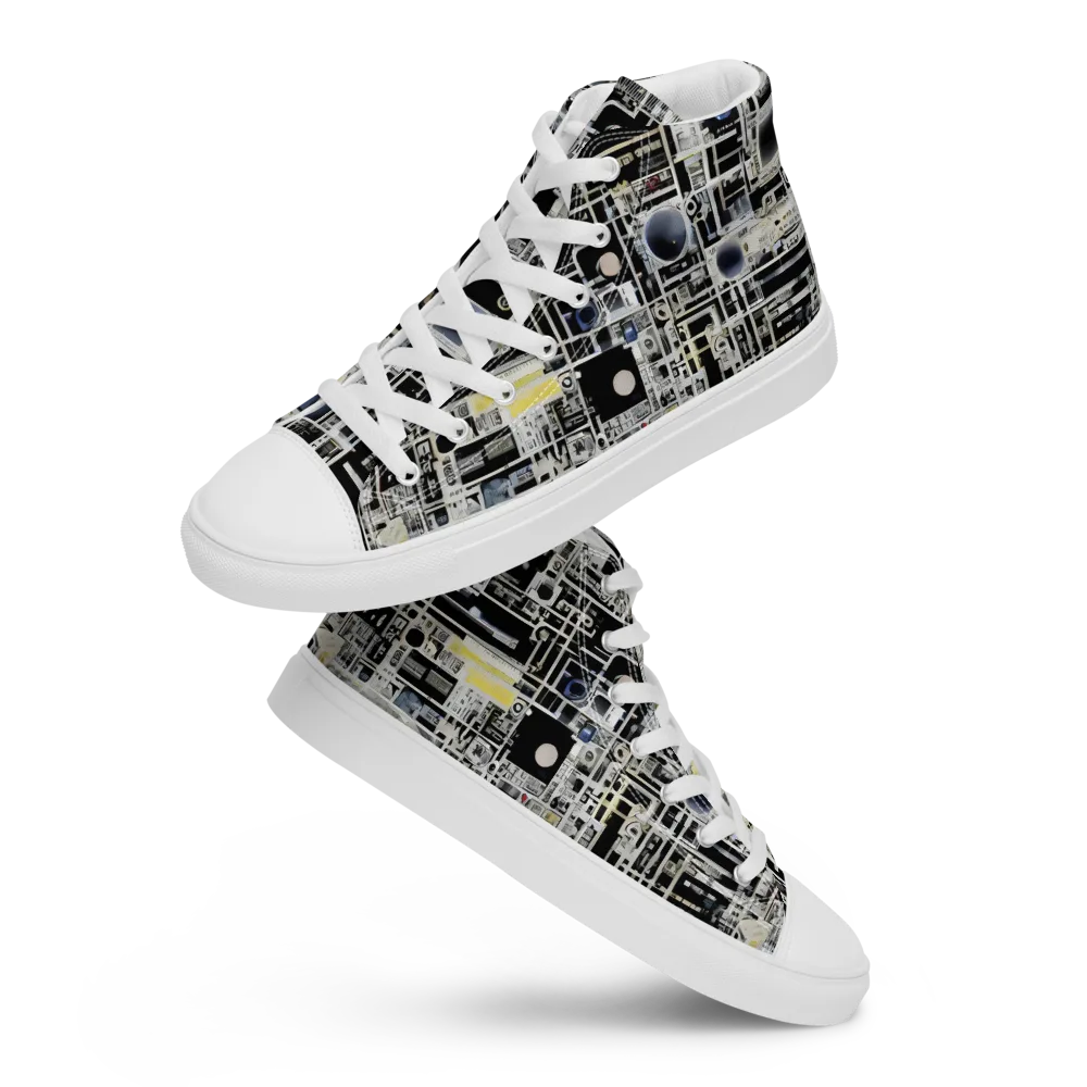 Midnight Control Grid on Women's High Top Canvas Shoes — Front