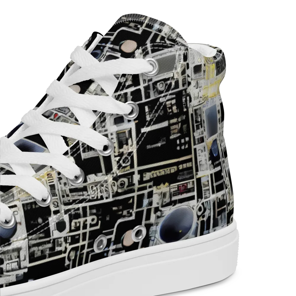 Midnight Control Grid on Women's High Top Canvas Shoes — Product details 2