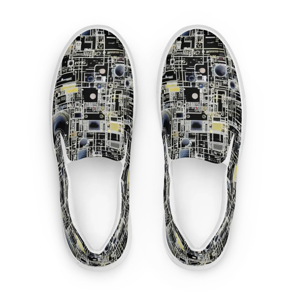 Midnight Control Grid on Men's Slip-On Canvas Shoes — Front